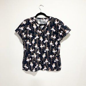 Health pro Beauty Inside Out Scrub Top  V Neck Pockets